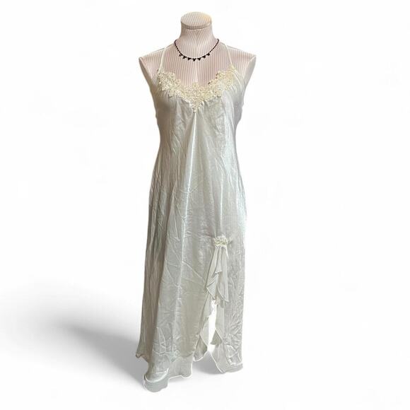 Vintage Linea Donatella white slip dress with lace lingerie maxi gown - Picture 1 of 6